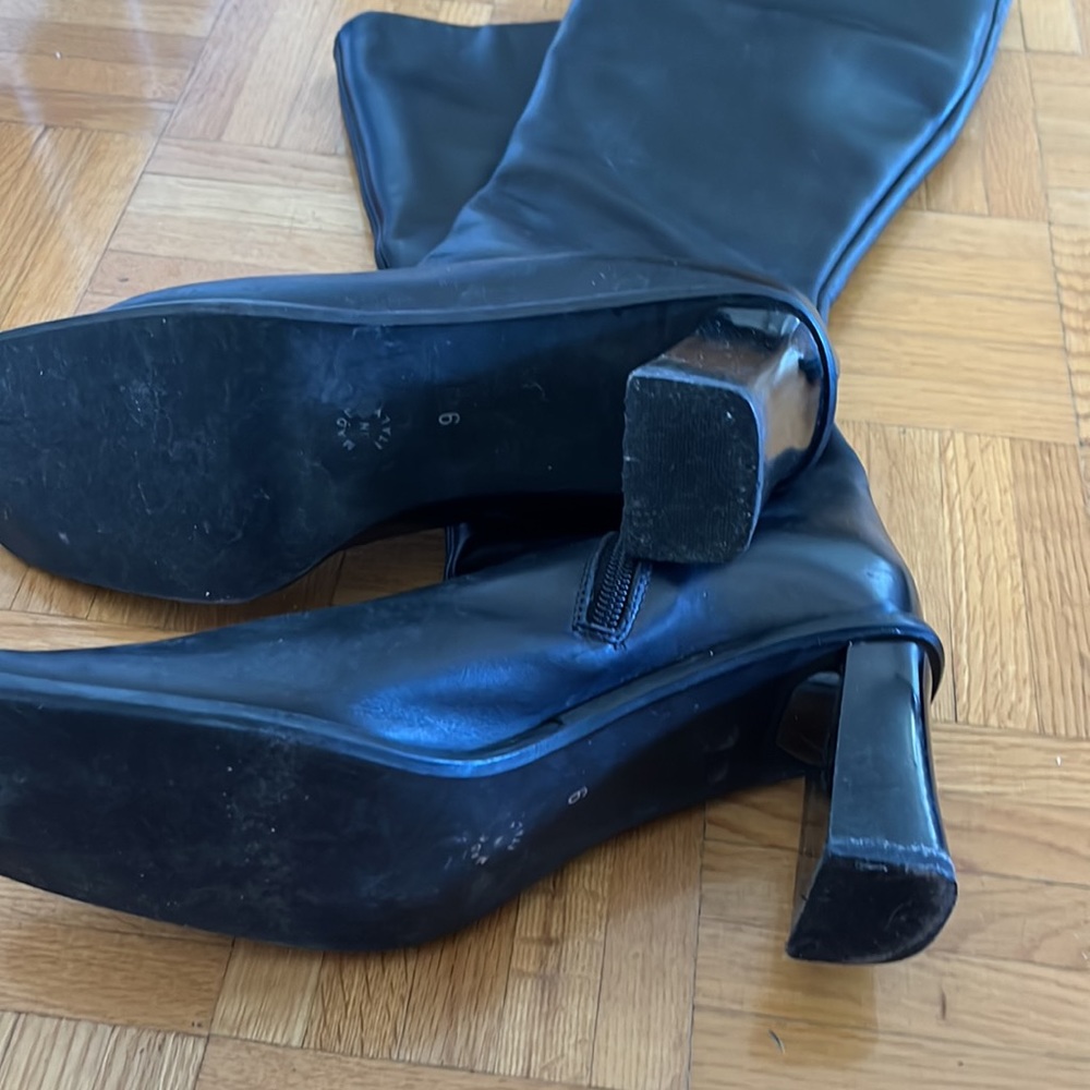 High boots black genuine leather size 9 Italy - Picture 6 of 7